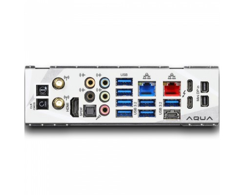 Материнская плата Z490 AQUA, Socket 1200, Intel®Z490, 4xDDR4-2933, HDMI, 3xPCI-Ex16, 2xPCI-Ex1, 8xSATA3(RAID 0/1/5/10), 3xM.2, 8 Ch Audio, 1x2,5GLan, 1x10GLan, WiFi, (0+2)xUSB2.0, (7+4)xUSB3.2, (3+1)xUSB3.2 Type-C™, 1xPS/2, ATX, RTL