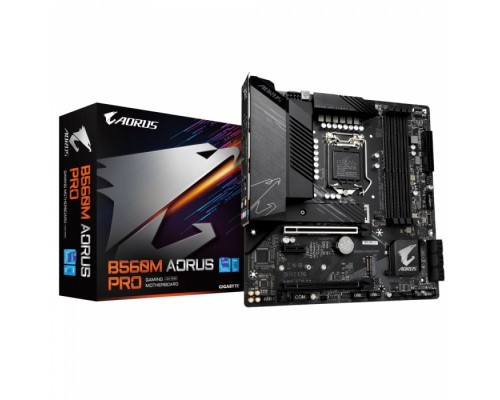 Материнская плата B560M AORUS PRO, Socket 1200, Intel®B560, 4xDDR4-3200, HDMI+DP, 2xPCI-Ex16, 1xPCI-Ex1, 6xSATA3(RAID 0/1/5/10), 2xM.2, 8Ch Audio, 2.5GLan, (6+4)xUSB2.0, (3+2)xUSB3.2, (1+1)xUSB3.2 Type-C™, 1xPS/2, mATX, RTL,