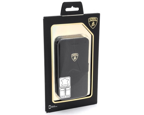 Кожаная кейс-книжка Lamborghini  Diablo для iPhone 5C (черная)