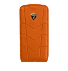 Кожаный флип-кейс для Samsung Galaxy S4 Lamborghini Aventador-D1 (оранжевый)                                                                                                                                                                              