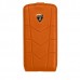 Кожаный флип-кейс для Samsung Galaxy S4 Lamborghini Aventador-D1 (оранжевый)