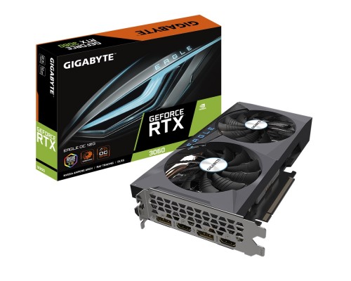 Видеокарта GIGABYTE GeForce RTX 3060 EAGLE OC 12G / 1807MHz 12GB GDDR6 192bit 2xDP 2xHDMI 1x8pin 550W / GV-N3060EAGLE OC-12GD