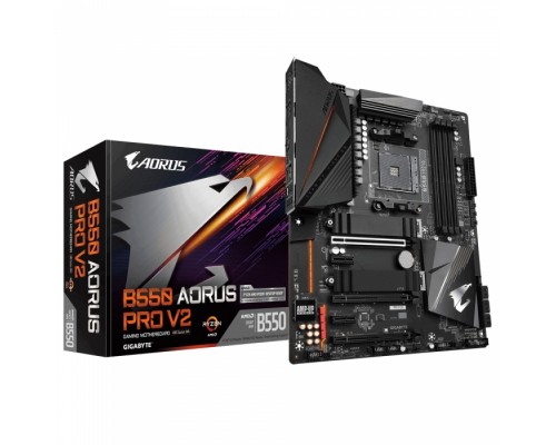 Материнская плата B550 AORUS PRO V2, Socket AM4, AMD B550, 4xDDR4-3200, HDMI, 3xPCI-Ex16, 2xPCI-Ex1, 6xSATA3(RAID 0/1/10), 2xM.2, 8 Ch Audio, 2.5GLan, (6+4)xUSB2.0, (5+2)xUSB3.2, (1+0)USB3.2 Type-C™, ATX, RTL