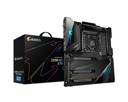 Материнская плата Z590 AORUS XTREME, Socket 1200, Intel®Z590, 4xDDR4-3200, HDMI, 3xPCI-Ex16, 6xSATA3(RAID 0/1/5/10), 3xM.2, 8Ch Audio, 10GLan, 2.5GLan, WiFi, (0+4)xUSB2.0, (8+2)xUSB3.2, (2+1)xUSB3.2 Type-C™, ATX, RTL,