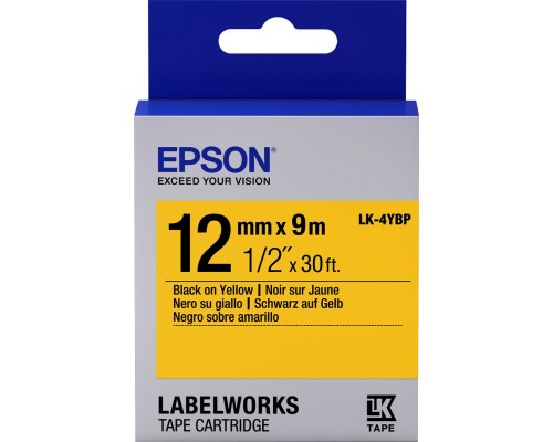 Лента Epson Tape LK-4YBP Pastel Blk/Yell 12/9