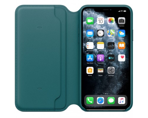 Чехол iPhone 11 Pro Max Leather Folio - Peacock