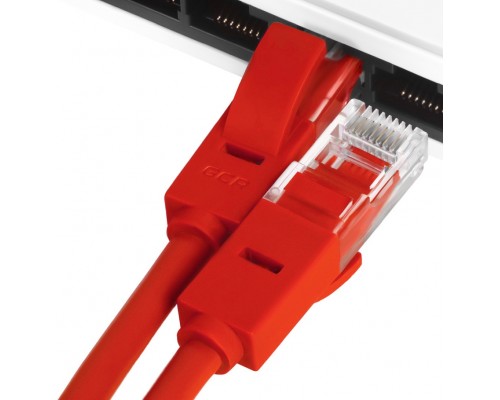 Патчкорд Greenconnect  прямой 30.0m, UTP кат.5e, красный, позолоченные контакты, 24 AWG, литой, ethernet high speed 1 Гбит/с, RJ45, T568B