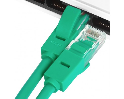 Патчкорд Greenconnect  прямой 30.0m, UTP кат.5e, зеленый, позолоченные контакты, 24 AWG, литой, GCR-LNC05-30.0m, ethernet high speed 1 Гбит/с, RJ45, T568B
