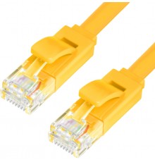 Патчкорд Greenconnect  PROF плоский прямой 15.0m, UTP медь кат.6, желтый, позолоченные контакты, 30 AWG, GCR-LNC622-15.0m, ethernet high speed 10 Гбит/с, RJ45, T568B                                                                                     