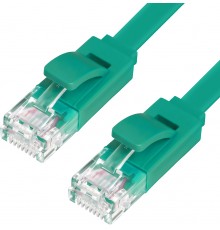 Патчкорд Greenconnect  PROF плоский прямой 15.0m, UTP медь кат.6, зеленый, позолоченные контакты, 30 AWG, GCR-LNC625-15.0m, ethernet high speed 10 Гбит/с, RJ45, T568B                                                                                    