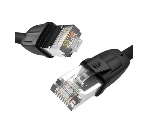 Патчкорд GCR  PROF кат.8 ethernet  50.0m F/FTP,  RJ45, CU, 26 AWG, литой, прямой, черный, экранированные коннекторы, GCR-52355