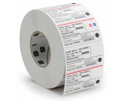 Этикетка полиэстровая Label, Paper, 57x19mm; Thermal Transfer, Z-Select 2000T, Coated, Permanent Adhesive, 25mm Core, Perforation (3315 labels per roll)