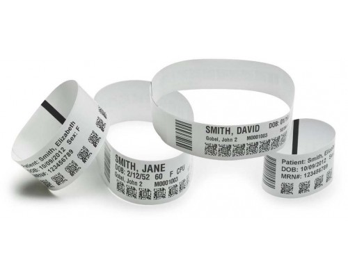 Этикетки Wristband, Polypropylene, 1x7in (25.4x177.8mm). Direct Thermal, Z-Band Direct, Adhesive closure, HC100 Cartridge, 300/roll, 6/box
