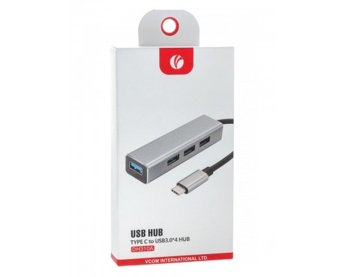 Кабель-концентратор USB 3.1 Type-Cm -- 4 port USB3.0(f)  Aluminum Shell VCOM DH310A