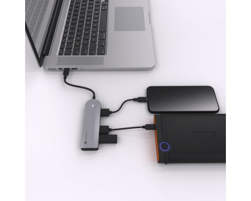 Разветвитель Type-C USB 3.0 *4  Hub Lyambda Slim LC113 Gray