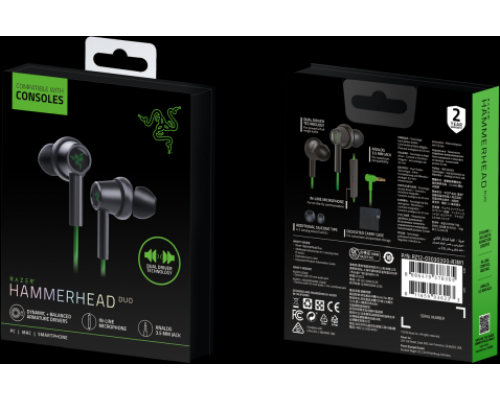 Наушники Razer Hammerhead Duo Console - Green- Wired In-Ear Headphones - FRML Packaging