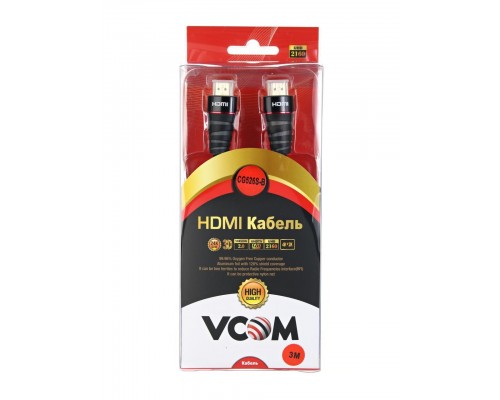 Кабель HDMI 19M/M ver. 2.0 черные коннекторы, 3m VCOM CG526S-B-3M Blister