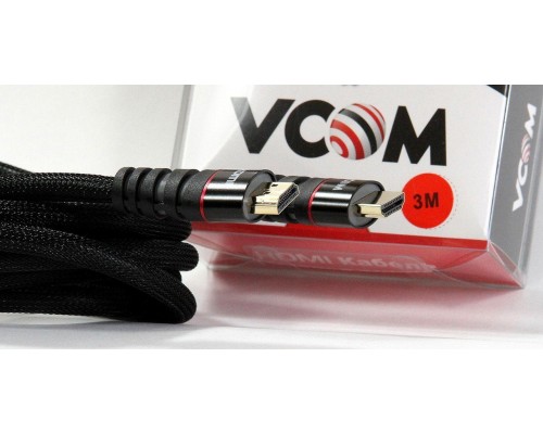 Кабель HDMI 19M/M ver. 2.0 черные коннекторы, 3m VCOM CG526S-B-3M Blister