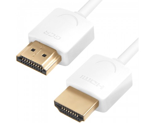 Ультратонкий кабель GCR HDMI2.0 для AppleTV, SLIM, 1.0m, белый, OD3.8mm, HDR 4:2:0, Ultra HD, 4K60Hz, 18.0 Гбит/с, 32/32 AWG