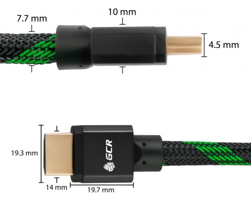Кабель Greenconnect  HDMI 2.1, 8K 60Hz, 4K 144Hz, 1.0m , динамический HDR 4:4:4, Ultra HD, 48.0 Гбит/с, тройное экранирование, ферритовые фильтры, GCR-51833
