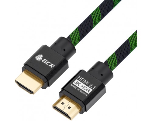 Кабель Greenconnect  HDMI 2.1, 8K 60Hz, 4K 144Hz, 2.0m, динамический HDR 4:4:4, Ultra HD, 48.0 Гбит/с, тройное экранирование, ферритовые фильтры, GCR-51834