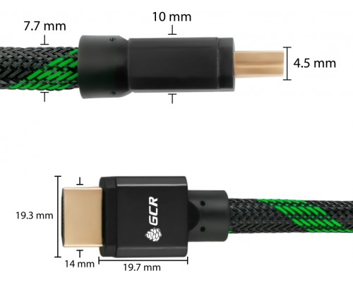 Кабель Greenconnect  HDMI 2.1, 8K 60Hz, 4K 144Hz, 2.0m, динамический HDR 4:4:4, Ultra HD, 48.0 Гбит/с, тройное экранирование, ферритовые фильтры, GCR-51834