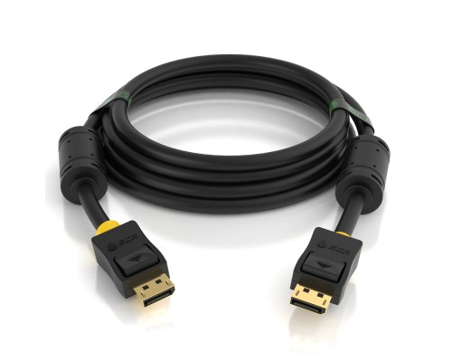 Кабель GCR PROF 2.0m DisplayPort v1.4, 8 K 60Hz, 4 K 165Hz, 20M/20M, черный, ферритовые кольца, 28/28 AWG, GCR-51916