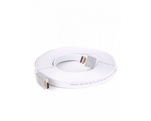 Кабель HDMI 19M/M ver 2.0, 10M, Aopen/Qust ACG568F-S-10M серебряно-белый Flat