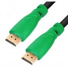 Кабель Greenconnect  5.0m, HDMI версия 2.0 HDR 4:2:2, Ultra HD, 4K 60 fps 60Hz/5K*30Hz, 3D, AUDIO, 18.0 Гбит/с, 28/28 AWG, OD7.3mm, тройной экран, черный, зеленые коннекторы, GCR-HM321-5.0m                                                             