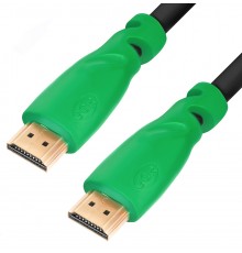 Кабель Greenconnect  3.0m, HDMI версия 2.0 HDR 4:2:2, Ultra HD, 4K 60 fps 60Hz/5K*30Hz, 3D, AUDIO, 18.0 Гбит/с, 28/28 AWG, OD7.3mm, тройной экран, черный, зеленые коннекторы, GCR-HM321-3.0m                                                             