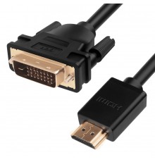 Кабель Greenconnect  HDMI-DVI 10.0m черный, OD8.0mm, 28/26 AWG, позолоченные контакты, 19pin AM / 24+1M AM Dual Link, тройной экран, GCR-51509                                                                                                            