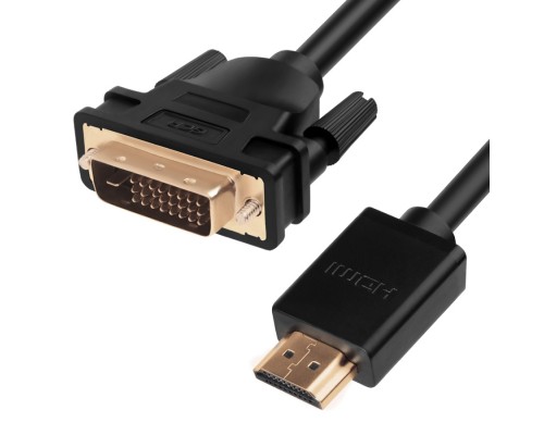 Кабель Greenconnect  HDMI-DVI 10.0m черный, OD8.0mm, 28/26 AWG, позолоченные контакты, 19pin AM / 24+1M AM Dual Link, тройной экран, GCR-51509