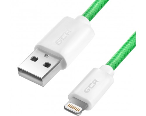 Кабель Greenconnect  3A 1.0m Lightning, для быстрой зарядки, зеленый нейлон, 28/22 AWG, GCR-51508