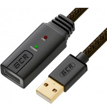 Удлинитель Greenconnect  7.5m USB 2.0, AM/AF, черно-прозрачный, с активным усилителем сигнала, 28/24 AWG, разъём для доп.питания, GCR-UEC3M2-BD2S-7.5m                                                                                                    