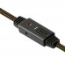 Кабель активный GCR 15.0m USB 2.0, AM/mini 5P, черно-прозрачный, с усилителем сигнала, разъём для доп.питания, 28/24 AWG, GCR-UM2M5P1-BD2S-15.0m