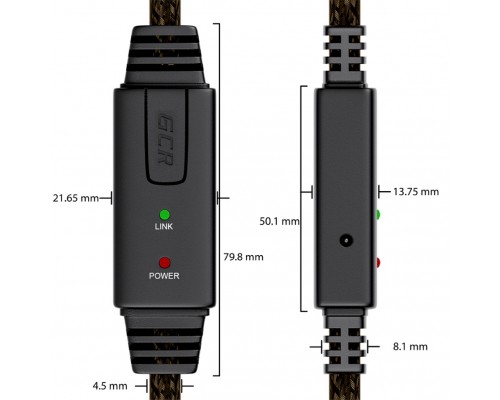 Кабель активный GCR 15.0m USB 2.0, AM/mini 5P, черно-прозрачный, с усилителем сигнала, разъём для доп.питания, 28/24 AWG, GCR-UM2M5P1-BD2S-15.0m