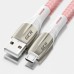 Кабель GCR  1.2m MicroUSB series MERCEDES, PINK NYLON, супер быстрая зарядка, 28/22 AWG, GCR-51954