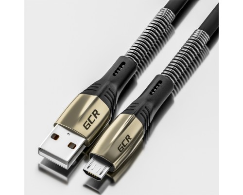 Кабель GCR  1.7m MicroUSB series MERCEDES & SPRING, BLACK, для зарядки, NO Sync data, 22 AWG. GCR-51961