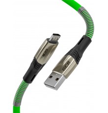 Кабель GCR  1.7m MicroUSB series MERCEDES & SPRING, GREEN, для зарядки, NO Sync data, 22 AWG. GCR-51964                                                                                                                                                   