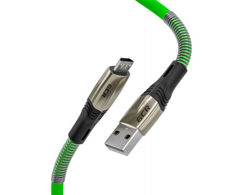 Кабель GCR  1.7m MicroUSB series MERCEDES & SPRING, GREEN, для зарядки, NO Sync data, 22 AWG. GCR-51964