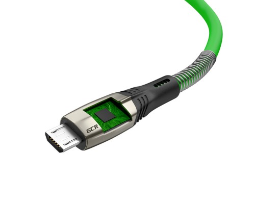 Кабель GCR  1.7m MicroUSB series MERCEDES & SPRING, GREEN, для зарядки, NO Sync data, 22 AWG. GCR-51964