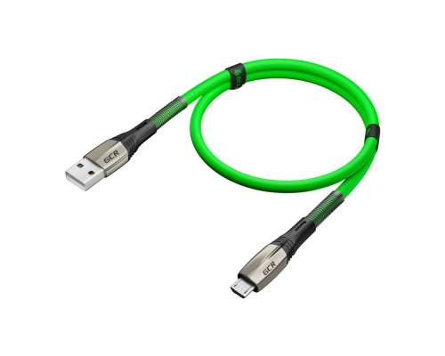 Кабель GCR  1.7m MicroUSB series MERCEDES & SPRING, GREEN, для зарядки, NO Sync data, 22 AWG. GCR-51964