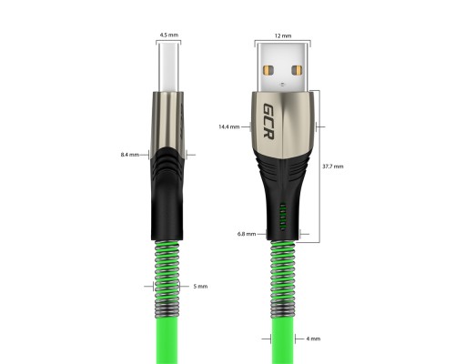 Кабель GCR  1.7m MicroUSB series MERCEDES & SPRING, GREEN, для зарядки, NO Sync data, 22 AWG. GCR-51964