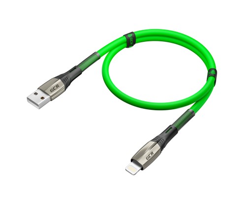 Кабель Greenconnect  1.2m для iPod, iPhone, iPad series MERCEDES & SPRING, GREEN, для зарядки, NO Sync data, 22 AWG, GCR-52079