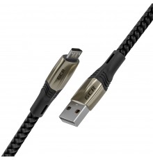 Кабель GCR  1.7m MicroUSB series MERCEDES, BLACK NYLON, быстрая зарядка, GCR-51949                                                                                                                                                                        