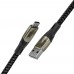 Кабель GCR  1.7m MicroUSB series MERCEDES, BLACK NYLON, быстрая зарядка, GCR-51949