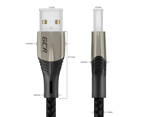 Кабель GCR  1.7m MicroUSB series MERCEDES, BLACK NYLON, быстрая зарядка, GCR-51949