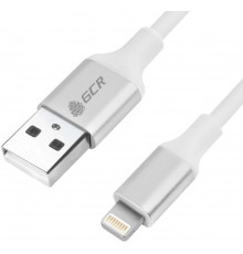 Кабель GCR  1.2m Apple, AM/Lightning 8pin MFI для Iphone 5/6/7/8/X - поддержка всех IOS, белый, AL корпус серебро, белый ПВХ, GCR-52212                                                                                                                   