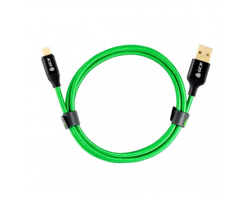 Кабель Greenconnect  3A 3.0m USB 2.0 для Samsung, GOLD, ОS Android, AM/microB 5pin, зеленый нейлон, AL корпус черный, черный ПВХ, 28/22 AWG, поддержка функции быстрой зарядки, GCR-51260