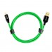 Кабель Greenconnect  3A 3.0m USB 2.0 для Samsung, GOLD, ОS Android, AM/microB 5pin, зеленый нейлон, AL корпус черный, черный ПВХ, 28/22 AWG, поддержка функции быстрой зарядки, GCR-51260